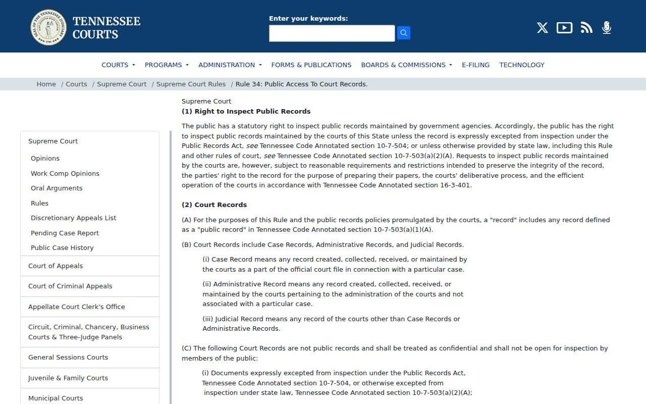 Moore County bench warrants: Tennessee court-record access rule