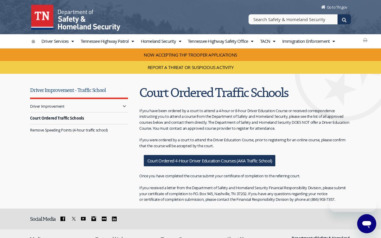 Moore County traffic warrants: Tennessee court-ordered traffic school instructions
