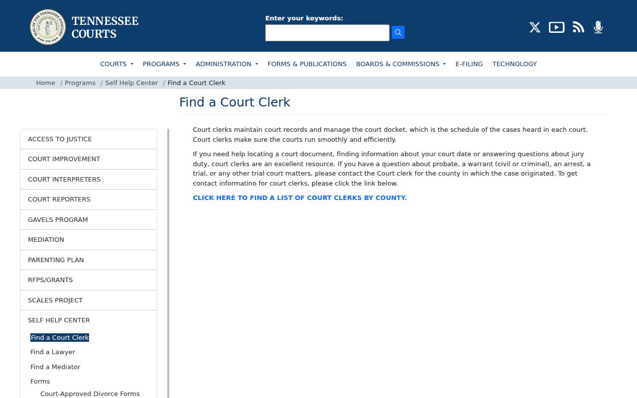 Moore County warrant records: Tennessee AOC clerk finder for court questions
