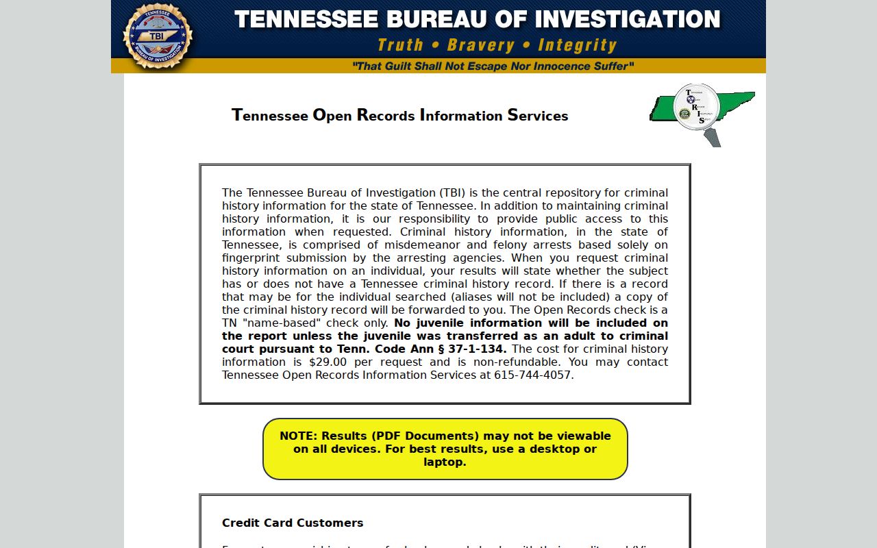 Moore County warrant search: TBI name-based criminal-history service